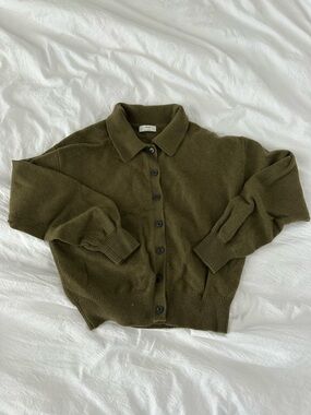 Wilfred Olive Green Button-Front Knit Cardigan